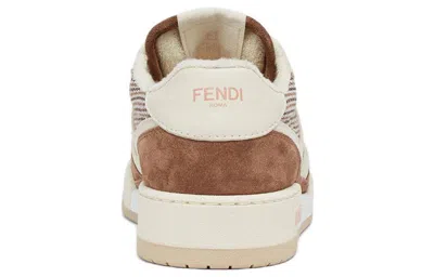 Fendi Match Panelled Leather Low-top Sneakers In Brown
