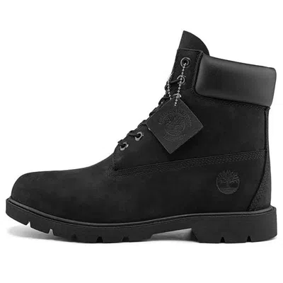 Timberland Brlack Water-proof Boots With Logo Plate In Black