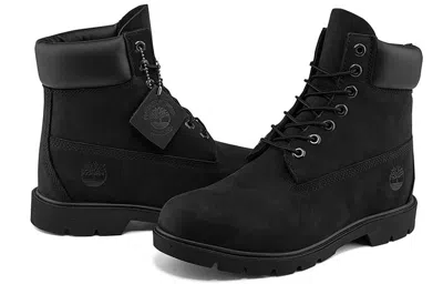 Timberland Brlack Water-proof Boots With Logo Plate In Black