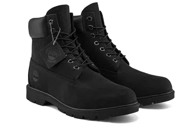Timberland Brlack Water-proof Boots With Logo Plate In Black