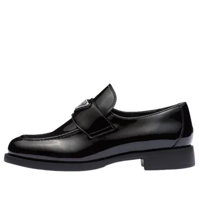 Prada Brand-plaque Patent Leather Loafers In Black