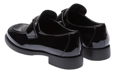 Prada Brand-plaque Patent Leather Loafers In Black