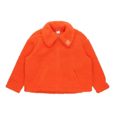 Nike (wmns)  Cny New Year's Edition Lamb's Wool Solid Color Lapel Jacket Orange In Red