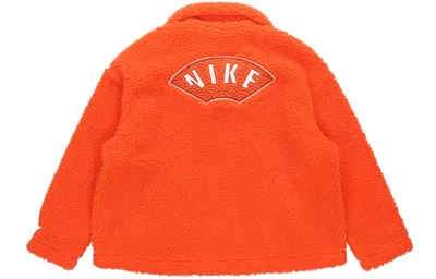 Nike (wmns)  Cny New Year's Edition Lamb's Wool Solid Color Lapel Jacket Orange In Red