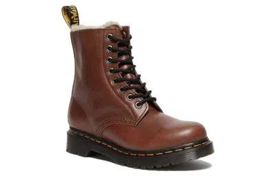 Dr. Martens Serena Womens Leather Lace Up Combat Boots In Brown