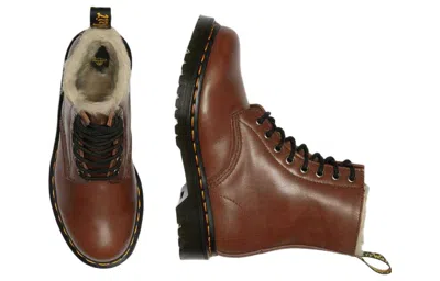 Dr. Martens Serena Womens Leather Lace Up Combat Boots In Brown