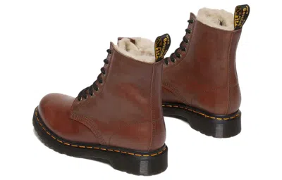 Dr. Martens Serena Womens Leather Lace Up Combat Boots In Brown