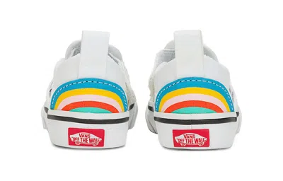 Vans (td)  Slip-on Hook And Loop 'rad Rainbow' In White