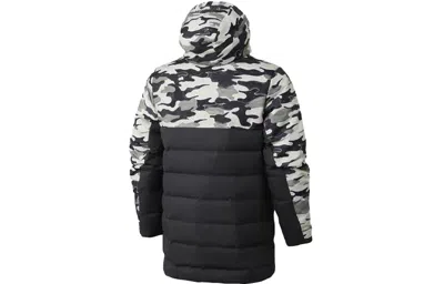 Adidas Originals Adidas Contrasting Colors Camouflage Pattern Zipper Hooded Down Jacket Black In Black