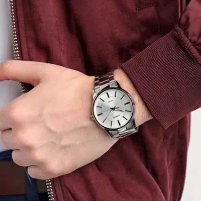 Casio Waterproof Stainless Steel Strap Unisex Mens Silver Analog In Metallic