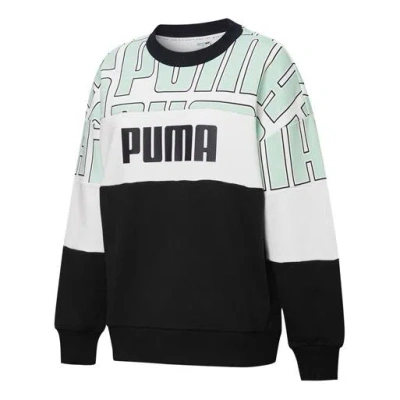 Puma (wmns)  Colourblock Aop Sweatshirt 'black Green White' In Multi