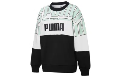Puma (wmns)  Colourblock Aop Sweatshirt 'black Green White' In Multi