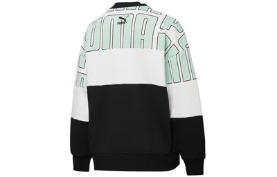 Puma (wmns)  Colourblock Aop Sweatshirt 'black Green White' In Multi