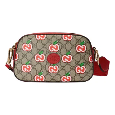 Gucci (wmns)  Apple Pattern Leather Canvas Shoulder Messenger Bag 'ebony Red'