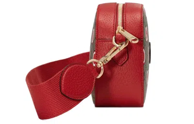Gucci (wmns)  Apple Pattern Leather Canvas Shoulder Messenger Bag 'ebony Red'