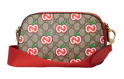 Gucci (wmns)  Apple Pattern Leather Canvas Shoulder Messenger Bag 'ebony Red'