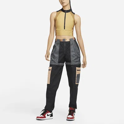 Air Jordan (wmns)  Casual Sports Detachable Pants Contrasting Colors Multiple Pockets Long Pants/trou In Black