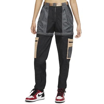 Air Jordan (wmns)  Casual Sports Detachable Pants Contrasting Colors Multiple Pockets Long Pants/trou In Black