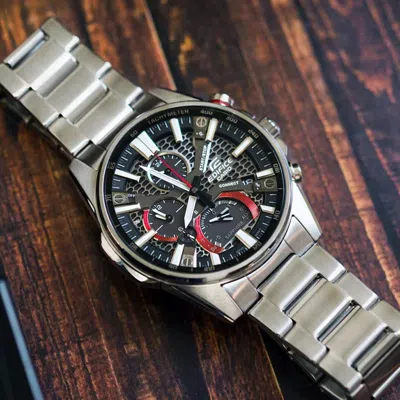 Casio Men's  Black Quartz Watch 50mm Silver Stainless Steel Case Strap Mens Analog