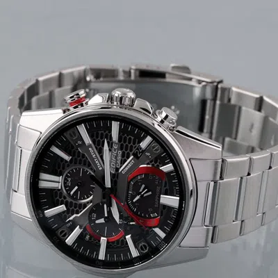 Casio Men's  Black Quartz Watch 50mm Silver Stainless Steel Case Strap Mens Analog