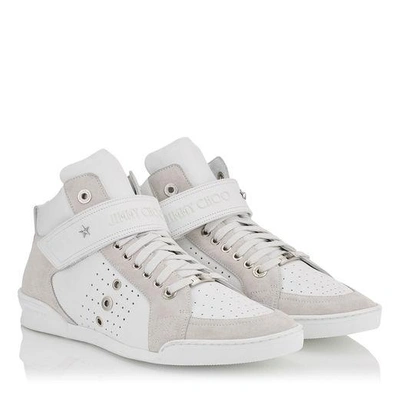 Shop Jimmy Choo Lewis White Sport Calf And Suede Trainers In White/white