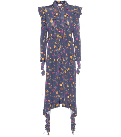 Shop Vetements Ruffled Floral-printed Jersey Dress In Eavy