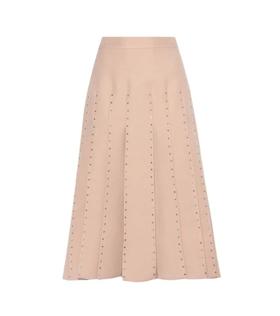 Shop Valentino Embellished Wool And Silk Skirt In Eude