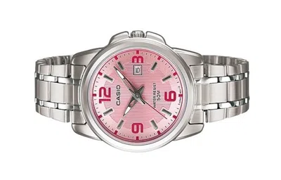 Casio Stainless Steel Strap Pink Analog In Metallic