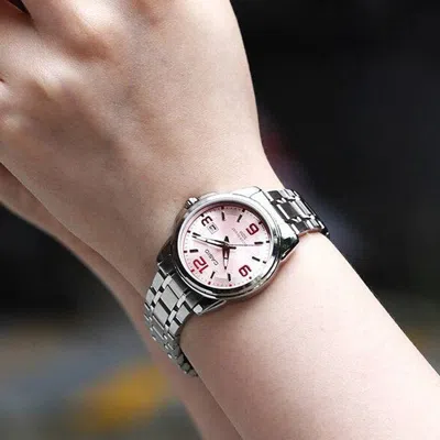 Casio Stainless Steel Strap Pink Analog In Metallic