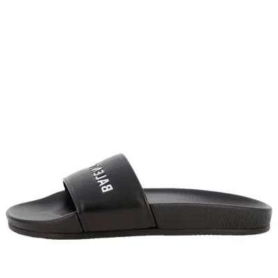 Balenciaga Logo Rubber Slide Sandals In Black