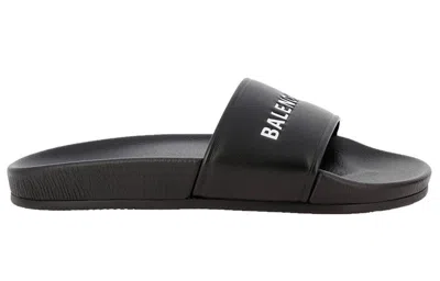 Balenciaga Logo Rubber Slide Sandals In Black
