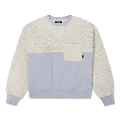 Converse (wmns)  Splicing Lamb's Wool Round Neck Pullover Milk White Hoodie In Multi