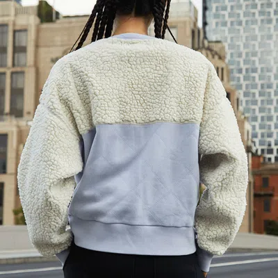 Converse (wmns)  Splicing Lamb's Wool Round Neck Pullover Milk White Hoodie In Multi