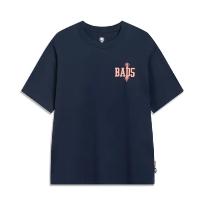 Li-ning Badfive Graphic T-shirt 'midnight Navy' In Blue