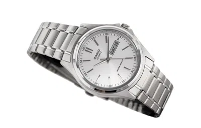 Casio Waterproof Stainless Steel Strap Mens White Analog In Silver