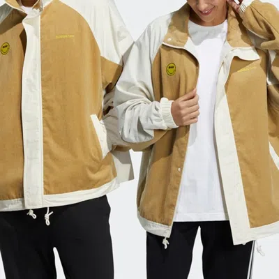 Adidas Originals Adidas Neo U Smly Jkt Casual Sports Smiling Face Pattern Jacket Khaki In Brown