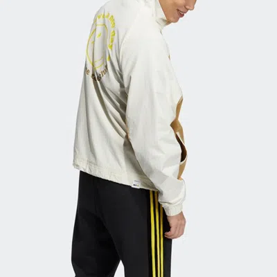 Adidas Originals Adidas Neo U Smly Jkt Casual Sports Smiling Face Pattern Jacket Khaki In Brown