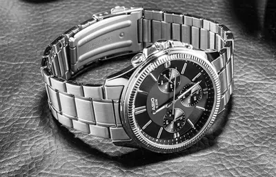 Casio Waterproof Stainless Steel Strap Quartz Mens Black Analog In Metallic