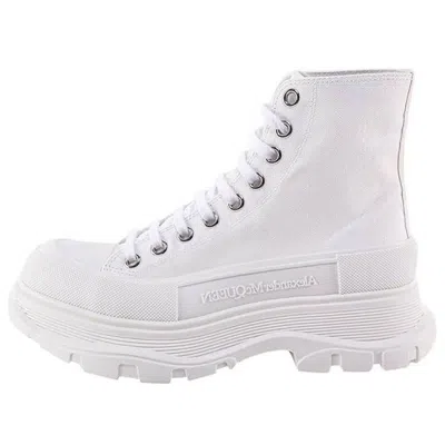 Alexander Mcqueen 45mm Tread Slick Canvas Combat Boots In White