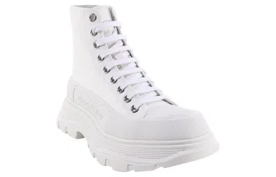 Alexander Mcqueen 45mm Tread Slick Canvas Combat Boots In White