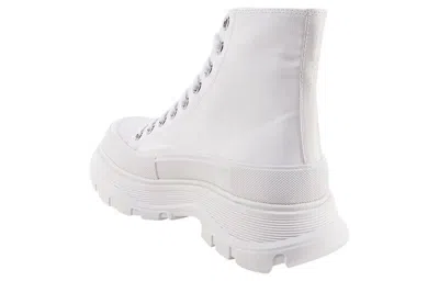 Alexander Mcqueen 45mm Tread Slick Canvas Combat Boots In White