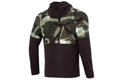 Nike Men's  Dri-fit Casual Splicing Camouflage Fleece Hooded Jacket Black In Brown