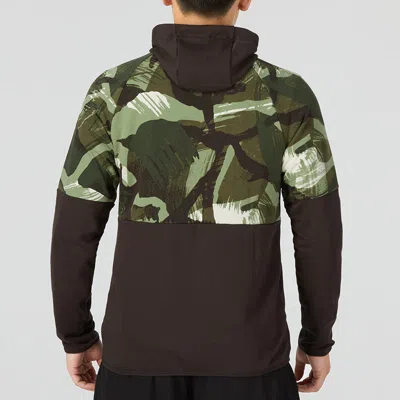 Nike Men's  Dri-fit Casual Splicing Camouflage Fleece Hooded Jacket Black In Brown