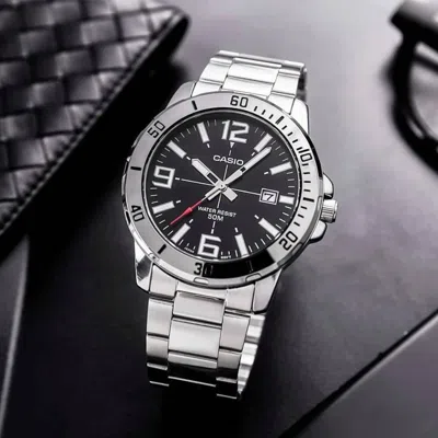 Casio Stainless Steel Strap Mens Silverblack Analog