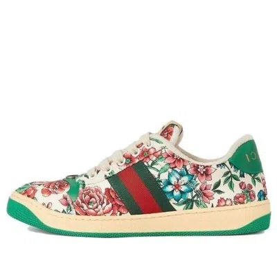 Gucci (wmns)  Screener Floral Print Sneakers 'white Pink Green' In Multi