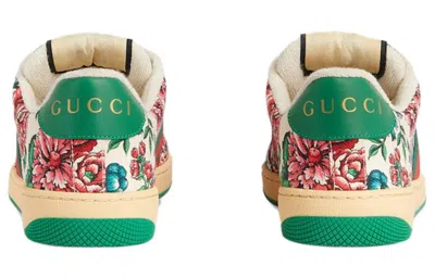Gucci (wmns)  Screener Floral Print Sneakers 'white Pink Green' In Multi