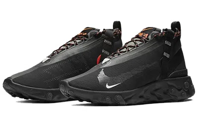 Nike React Runner Mid Black Technical Fabric Sneakers In Black