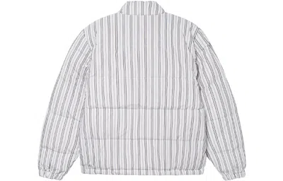 Stussy Stripe Down Puffer Jacket 'bone' In White