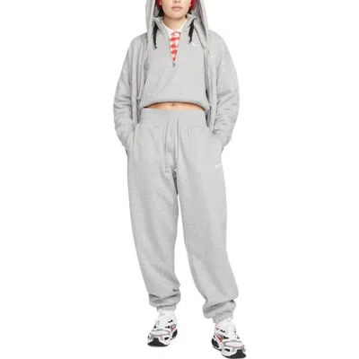 Nike Mid-rise Cotton Blend Sweatpants In Gray