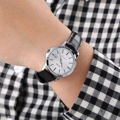 Casio Quartz Waterproof Silver Dial Silver Analog In Black